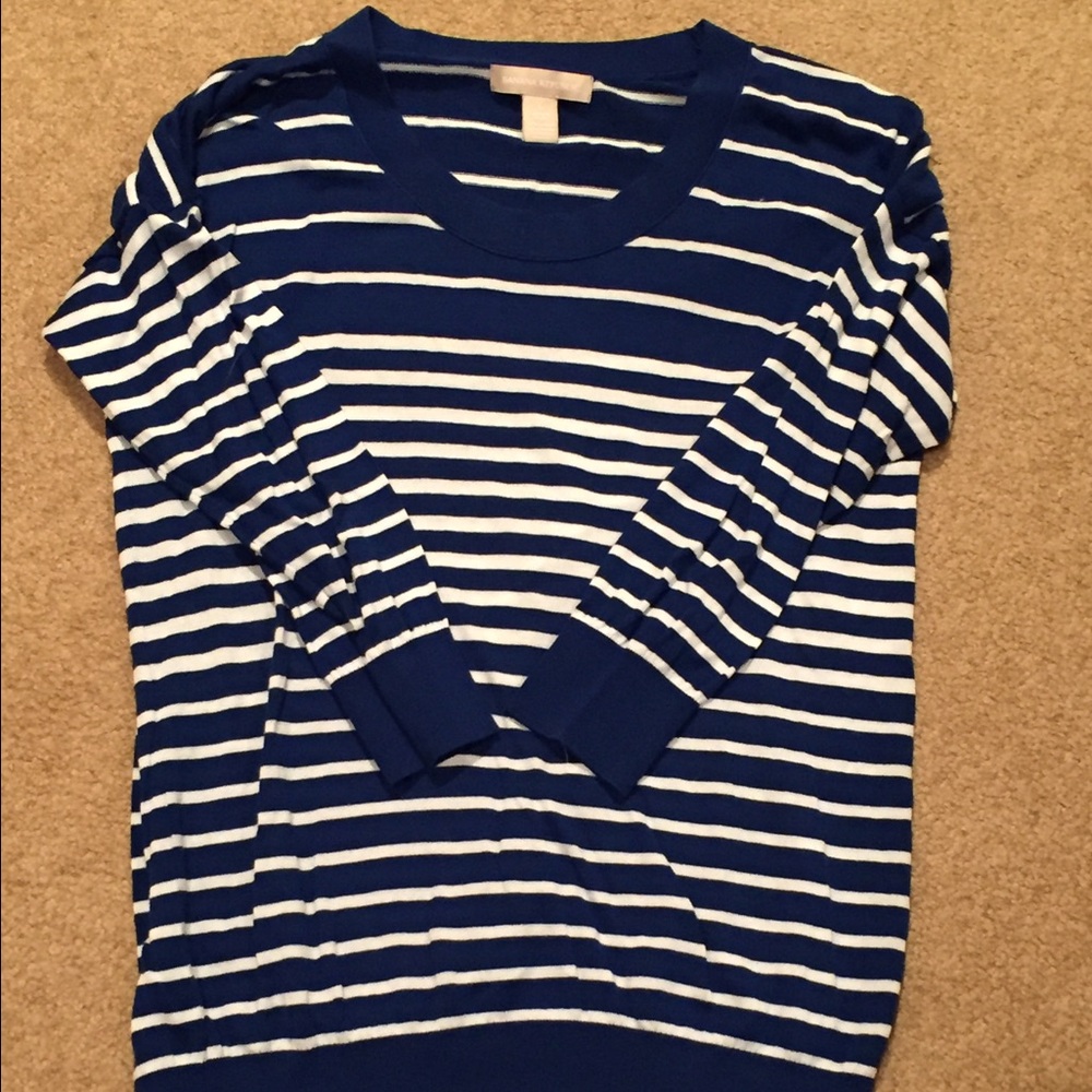Banana Republic Blue and White Striped Long Sleeve Tee